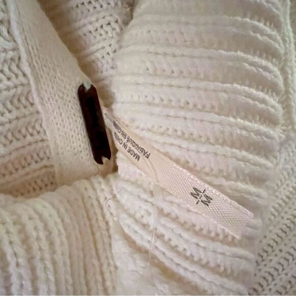 Free People Layer Cake Ivory Cream Funnel Neck Swing Cotton Blend Sweater M L XL - Picture 10 of 13